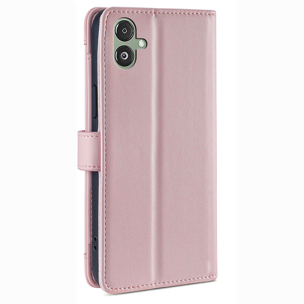 For Samsung Galaxy F14 5G Zipper Pocket Phone Case Anti-Drop PU Leather Wallet Phone Shell with 2 Straps