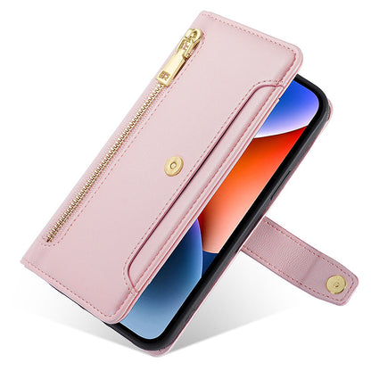 For Samsung Galaxy F14 5G Zipper Pocket Phone Case Anti-Drop PU Leather Wallet Phone Shell with 2 Straps