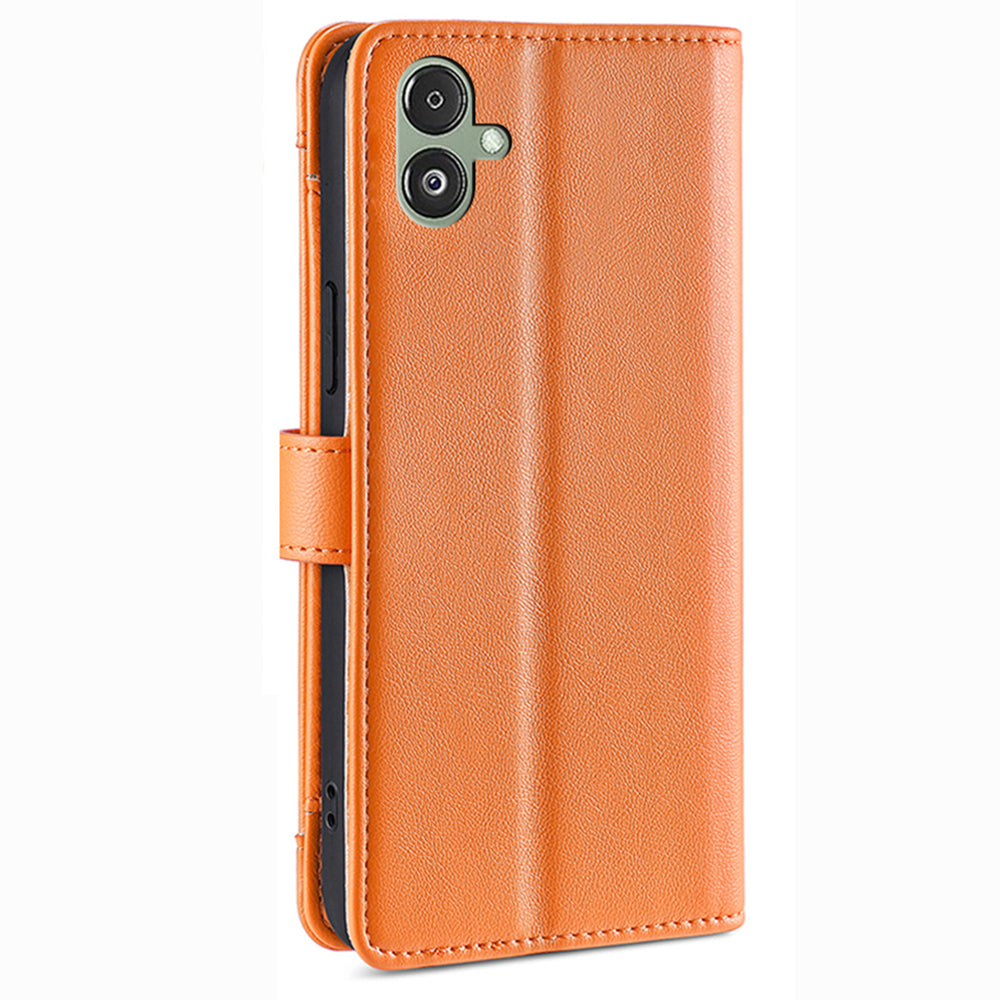 For Samsung Galaxy F14 5G Zipper Pocket Phone Case Anti-Drop PU Leather Wallet Phone Shell with 2 Straps