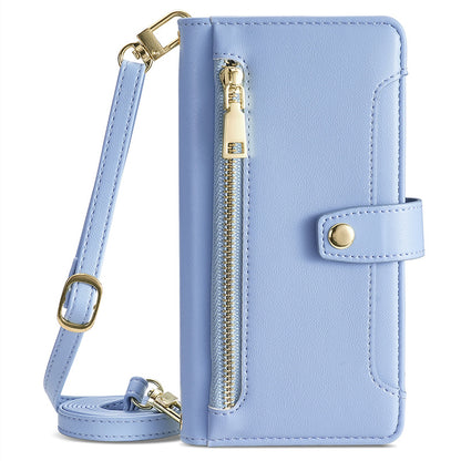 For Samsung Galaxy F14 5G Zipper Pocket Phone Case Anti-Drop PU Leather Wallet Phone Shell with 2 Straps