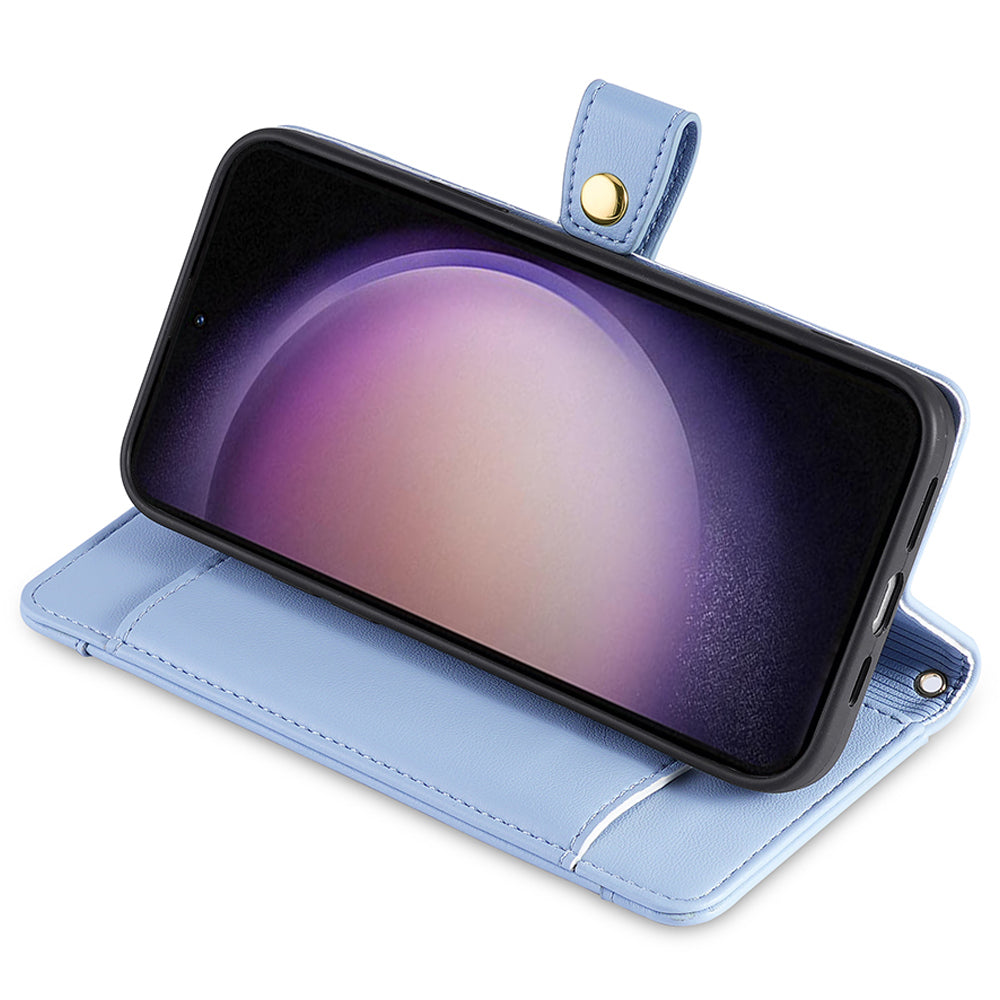 For Samsung Galaxy F14 5G Zipper Pocket Phone Case Anti-Drop PU Leather Wallet Phone Shell with 2 Straps