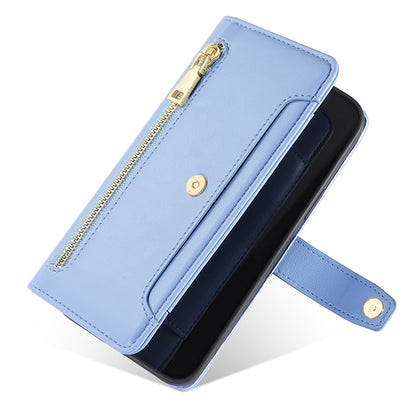 For Samsung Galaxy F14 5G Zipper Pocket Phone Case Anti-Drop PU Leather Wallet Phone Shell with 2 Straps