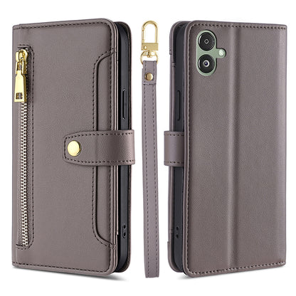 For Samsung Galaxy F14 5G Zipper Pocket Phone Case Anti-Drop PU Leather Wallet Phone Shell with 2 Straps