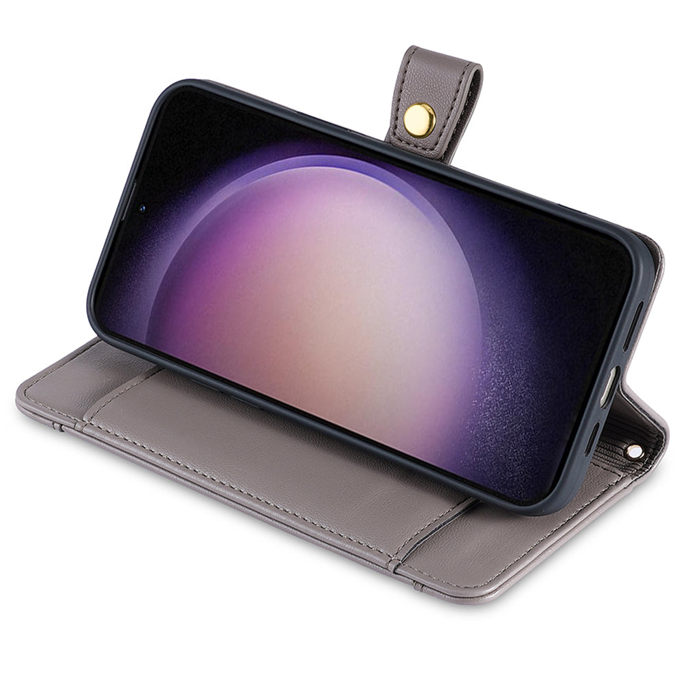 For Samsung Galaxy F14 5G Zipper Pocket Phone Case Anti-Drop PU Leather Wallet Phone Shell with 2 Straps