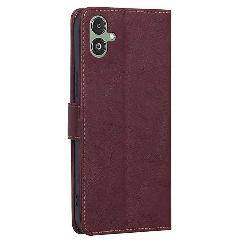 For Samsung Galaxy F14 5G RFID Blocking Wallet Phone Case PU Leather Cowhide Texture Stand Cover