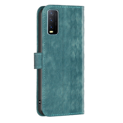 For vivo Y20s / Y11s / Y30 (China) / Y20 / Y20i / iQOO U1x Grid Pattern Imprinting Phone Case Stand Wallet Cover