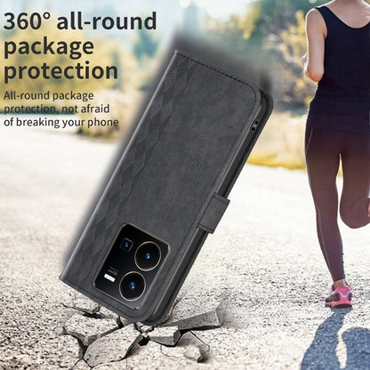 Phone Case for vivo Y35 4G (2022) / Y22s 4G PU Leather Grid Pattern Imprinted Cover with Stand Wallet