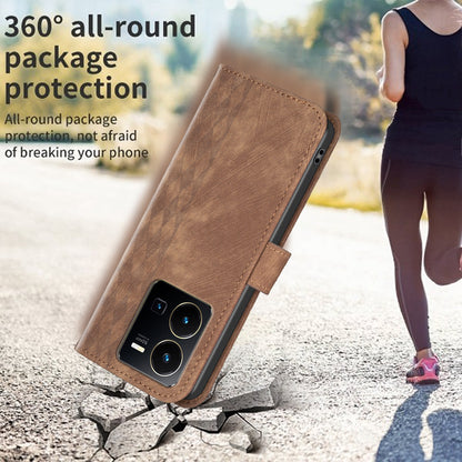 Phone Case for vivo Y35 4G (2022) / Y22s 4G PU Leather Grid Pattern Imprinted Cover with Stand Wallet