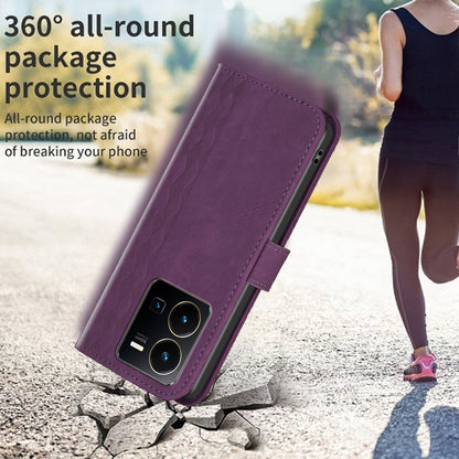 Phone Case for vivo Y35 4G (2022) / Y22s 4G PU Leather Grid Pattern Imprinted Cover with Stand Wallet