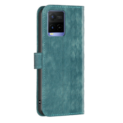 Phone Case for vivo Y21 / Y21s / Y33s PU Leather Grid Pattern Imprinted Cover Stand Wallet Shell