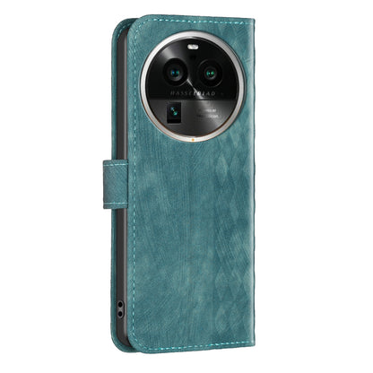 Phone Case for Oppo Find X6 Pro PU Leather Grid Pattern Imprinted Cover Stand Wallet Drop-proof Shell