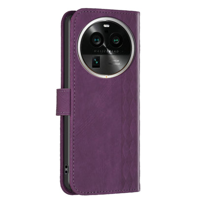 Phone Case for Oppo Find X6 Pro PU Leather Grid Pattern Imprinted Cover Stand Wallet Drop-proof Shell