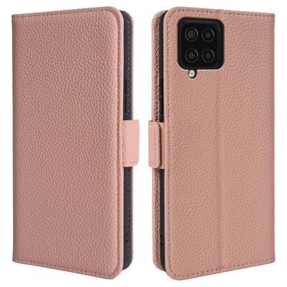 Anti-scratch Wallet Case for Samsung Galaxy A12 Litchi Texture Genuine Cow Leather Stand Phone Cover
