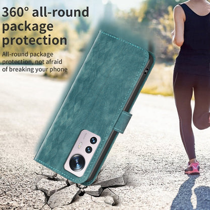 Grid Pattern Imprinted Cover for Xiaomi 12 5G / 12X 5G / 12S 5G Phone Case Stand Wallet PU Leather Shell