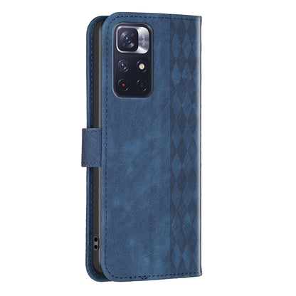For Xiaomi Redmi Note 11 4G (Qualcomm) / Note 11S 4G Leather Phone Case Imprinting Grid Wallet Stand Shell