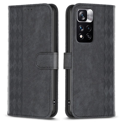 For Xiaomi Redmi Note 11 Pro 4G (MediaTek) / 11 Pro 5G (Qualcomm) / 12 Pro 4G Imprinting Grid Leather Phone Case Wallet Stand Shell