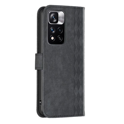 For Xiaomi Redmi Note 11 Pro 4G (MediaTek) / 11 Pro 5G (Qualcomm) / 12 Pro 4G Imprinting Grid Leather Phone Case Wallet Stand Shell