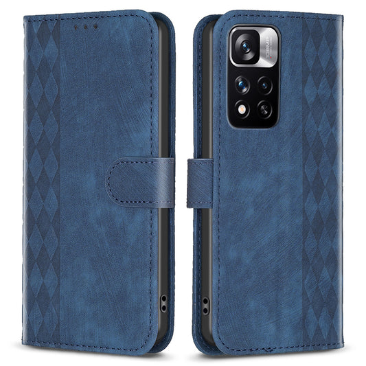 For Xiaomi Redmi Note 11 Pro 4G (MediaTek) / 11 Pro 5G (Qualcomm) / 12 Pro 4G Imprinting Grid Leather Phone Case Wallet Stand Shell