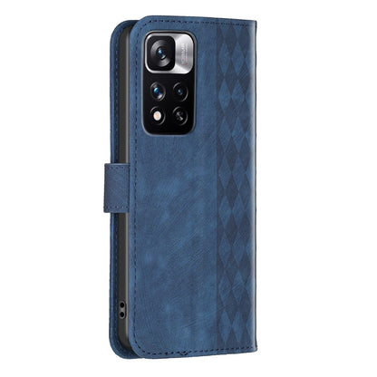 For Xiaomi Redmi Note 11 Pro 4G (MediaTek) / 11 Pro 5G (Qualcomm) / 12 Pro 4G Imprinting Grid Leather Phone Case Wallet Stand Shell