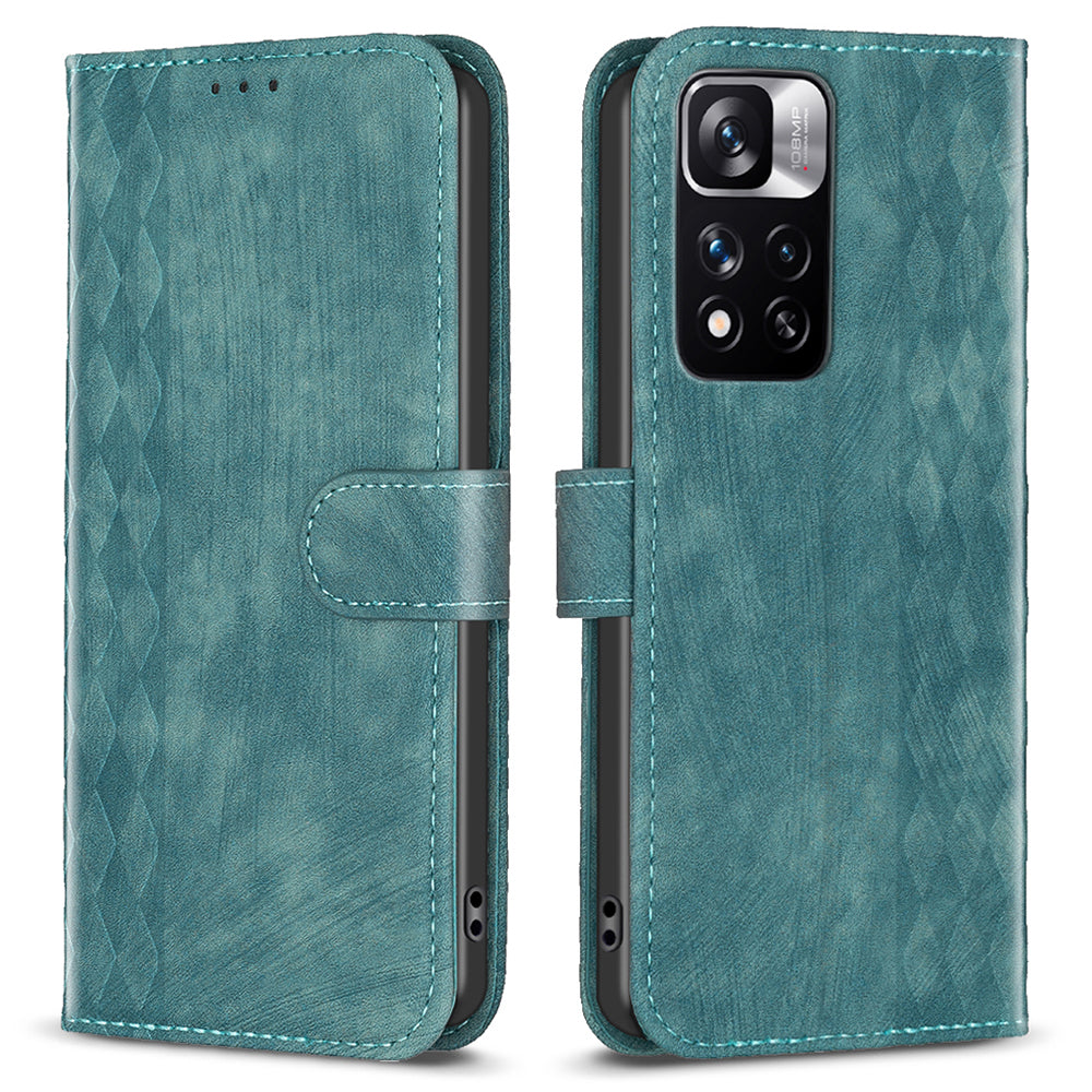 For Xiaomi Redmi Note 11 Pro 4G (MediaTek) / 11 Pro 5G (Qualcomm) / 12 Pro 4G Imprinting Grid Leather Phone Case Wallet Stand Shell