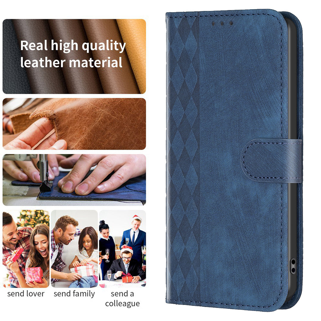 Phone Case for Xiaomi 11 Lite 5G NE / Mi 11 Lite 4G / 5G PU Leather Grid Pattern Imprinted Stand Wallet Cover