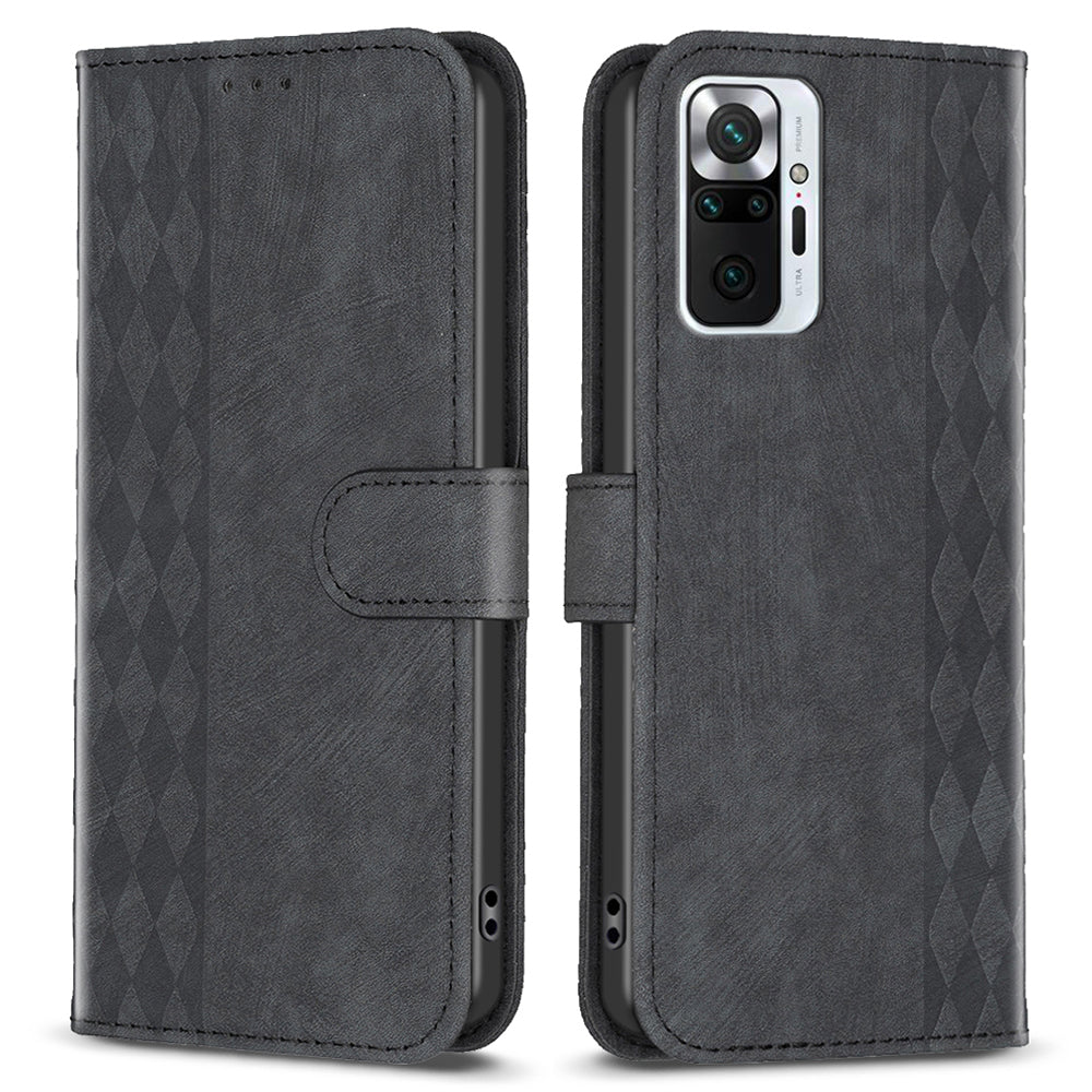 For Xiaomi Redmi Note 10 Pro 4G (Global) / (India) / 10 Pro Max 4G Imprinting Grid Wallet Stand Leather Phone Case