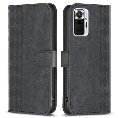 For Xiaomi Redmi Note 10 Pro 4G (Global) / (India) / 10 Pro Max 4G Imprinting Grid Wallet Stand Leather Phone Case