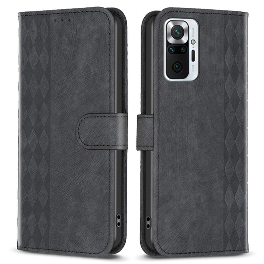 For Xiaomi Redmi Note 10 Pro 4G (Global) / (India) / 10 Pro Max 4G Imprinting Grid Wallet Stand Leather Phone Case