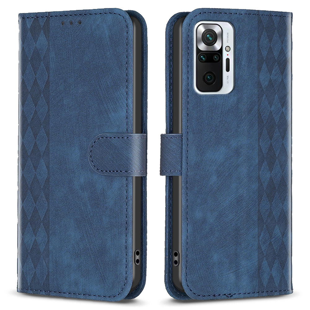 For Xiaomi Redmi Note 10 Pro 4G (Global) / (India) / 10 Pro Max 4G Imprinting Grid Wallet Stand Leather Phone Case
