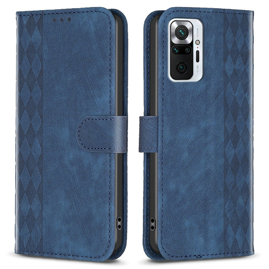 For Xiaomi Redmi Note 10 Pro 4G (Global) / (India) / 10 Pro Max 4G Imprinting Grid Wallet Stand Leather Phone Case