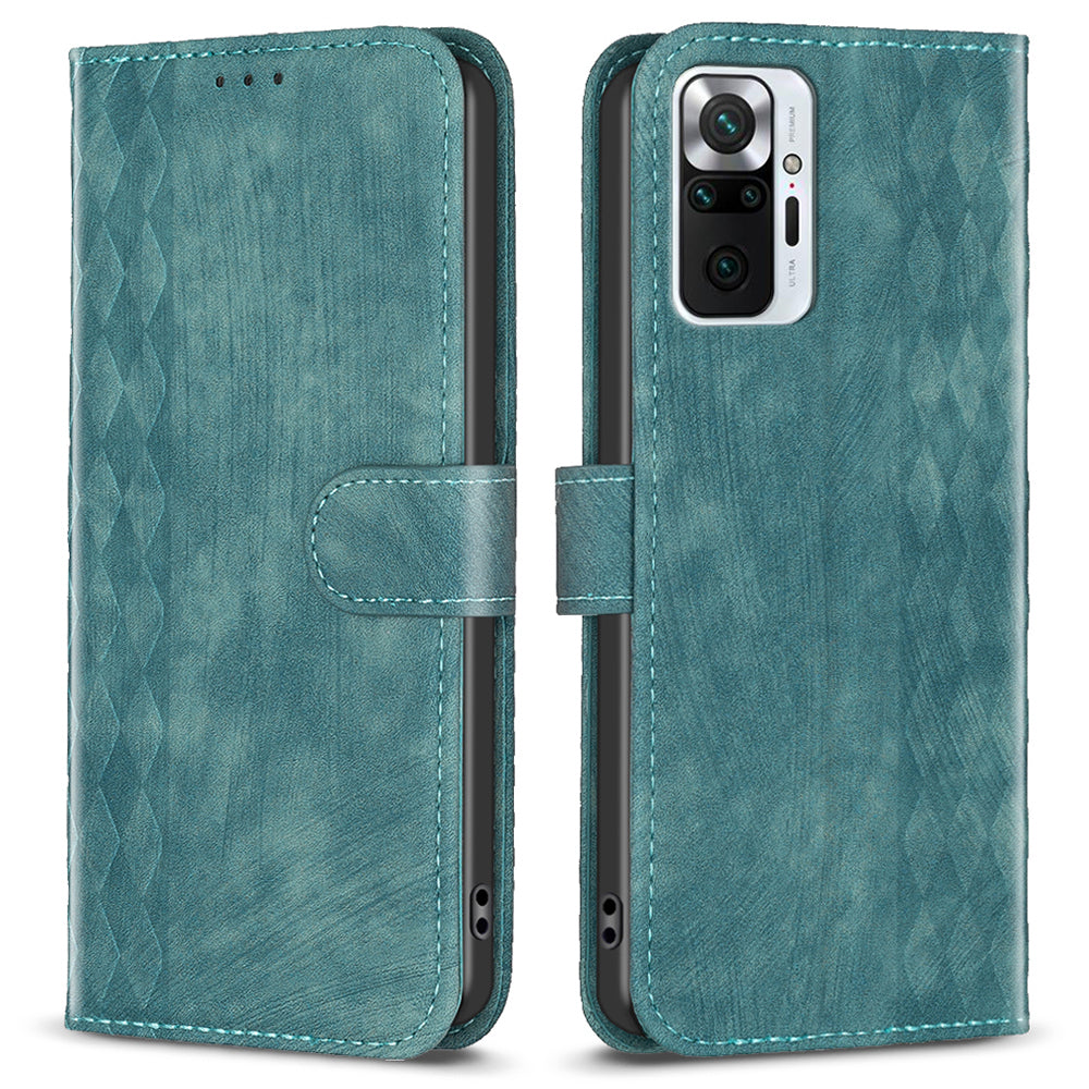 For Xiaomi Redmi Note 10 Pro 4G (Global) / (India) / 10 Pro Max 4G Imprinting Grid Wallet Stand Leather Phone Case
