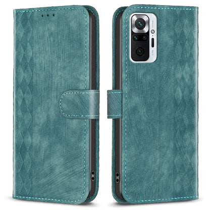 For Xiaomi Redmi Note 10 Pro 4G (Global) / (India) / 10 Pro Max 4G Imprinting Grid Wallet Stand Leather Phone Case