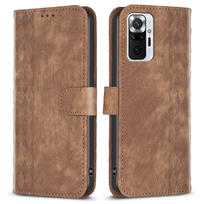 For Xiaomi Redmi Note 10 Pro 4G (Global) / (India) / 10 Pro Max 4G Imprinting Grid Wallet Stand Leather Phone Case