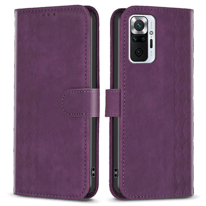 For Xiaomi Redmi Note 10 Pro 4G (Global) / (India) / 10 Pro Max 4G Imprinting Grid Wallet Stand Leather Phone Case