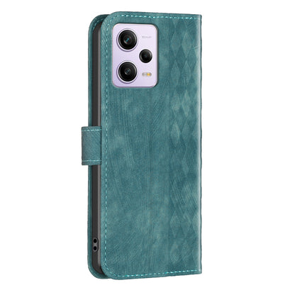 For Xiaomi Poco X5 Pro 5G / Redmi Note 12 Pro 5G / 12 Pro Speed 5G Phone Leather Case Grid Pattern Imprinted Stand Wallet Cover