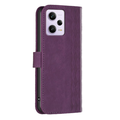 For Xiaomi Poco X5 Pro 5G / Redmi Note 12 Pro 5G / 12 Pro Speed 5G Phone Leather Case Grid Pattern Imprinted Stand Wallet Cover