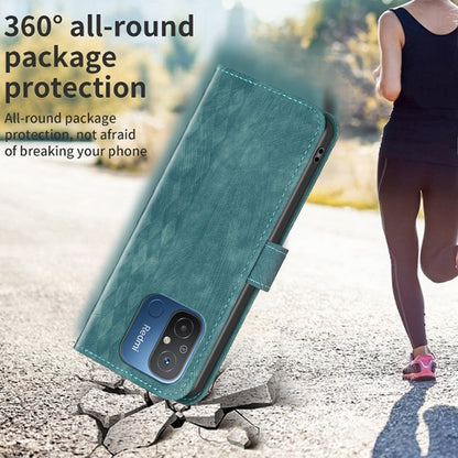 For Xiaomi Poco C55 4G / Redmi 12C 4G PU Leather Phone Case Grid Pattern Imprinted Cover with Stand Wallet