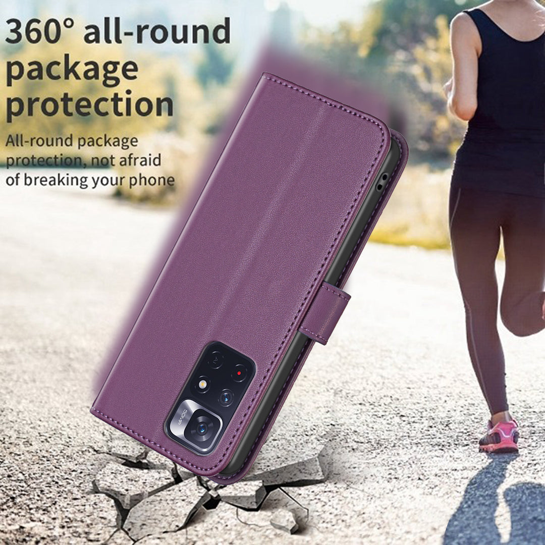 BINFEN COLOR BF17 Phone Case for Xiaomi Redmi Note 11 4G (Qualcomm) / Note 11S 4G PU Leather Stand Wallet Cover