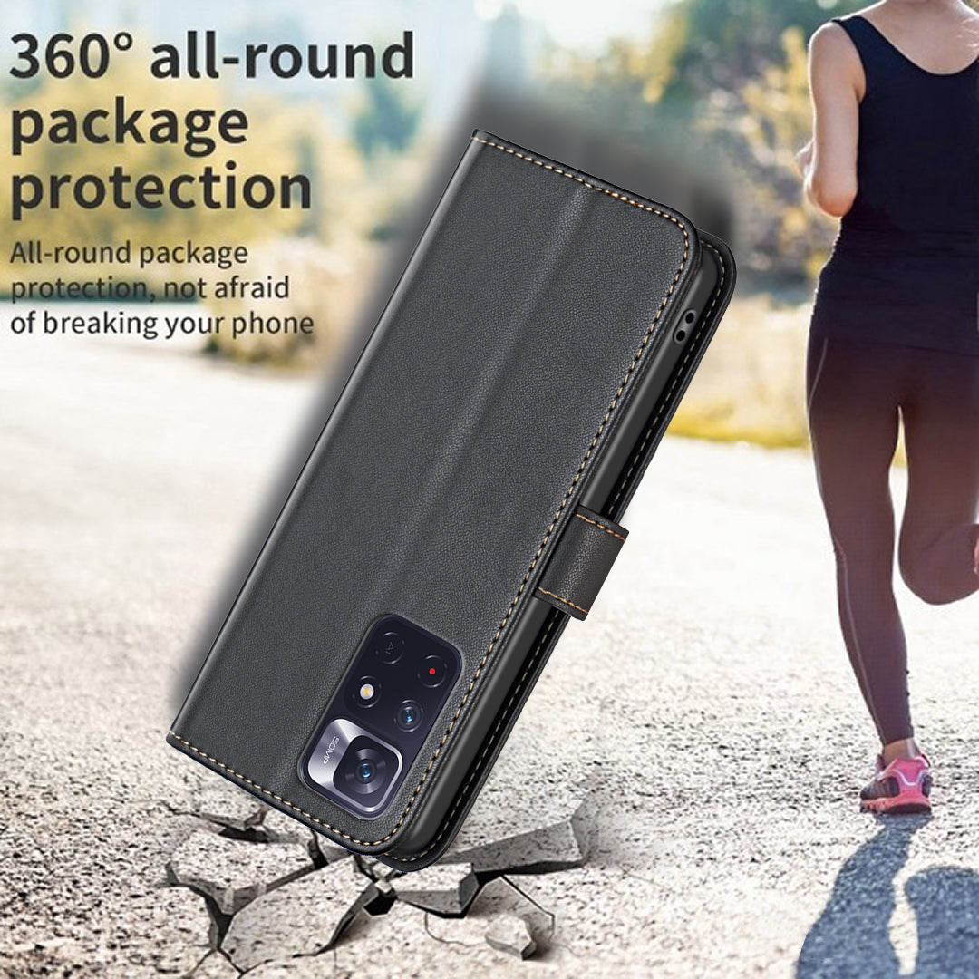 BINFEN COLOR BF17 Phone Case for Xiaomi Redmi Note 11 4G (Qualcomm) / Note 11S 4G PU Leather Stand Wallet Cover