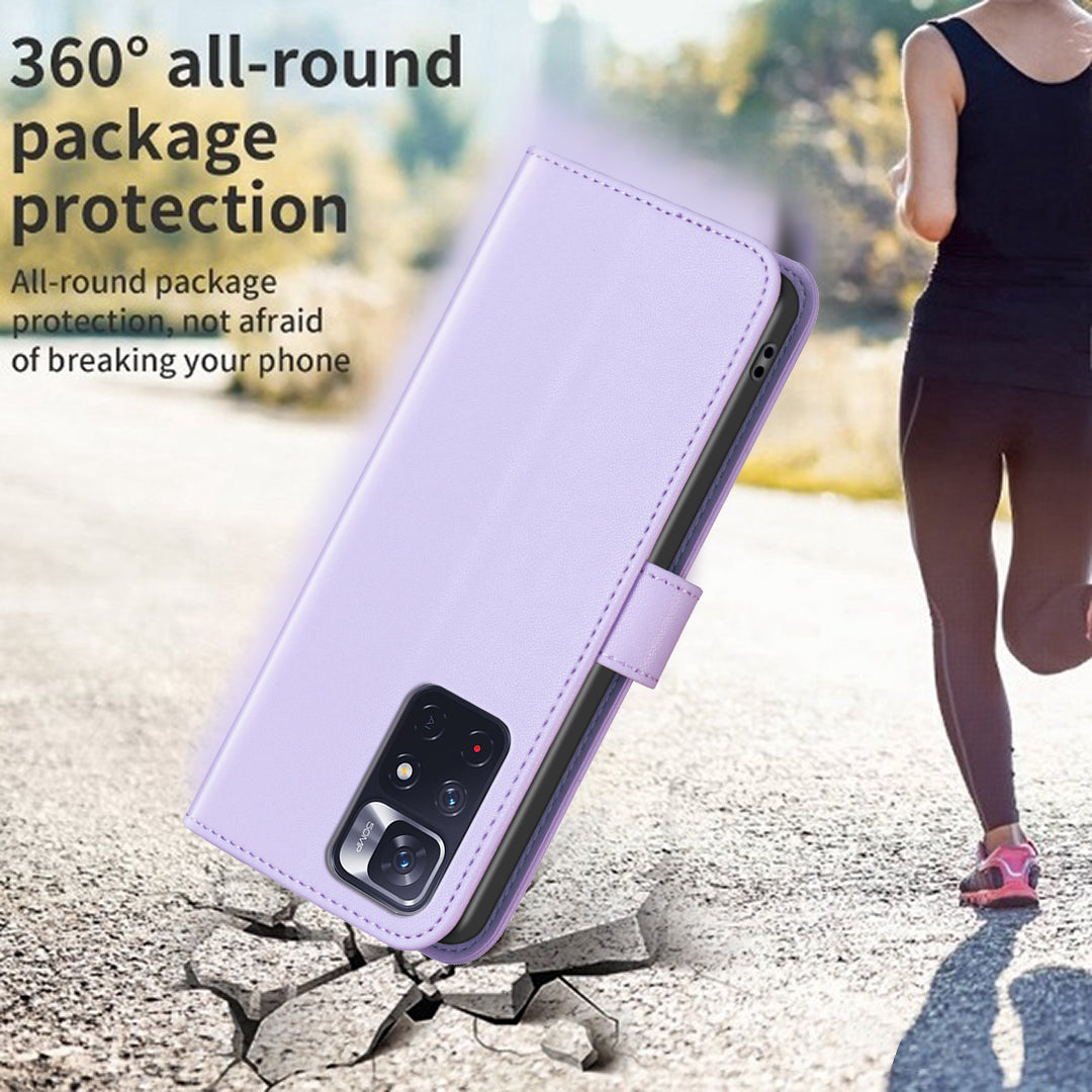 BINFEN COLOR BF17 Phone Case for Xiaomi Redmi Note 11 4G (Qualcomm) / Note 11S 4G PU Leather Stand Wallet Cover