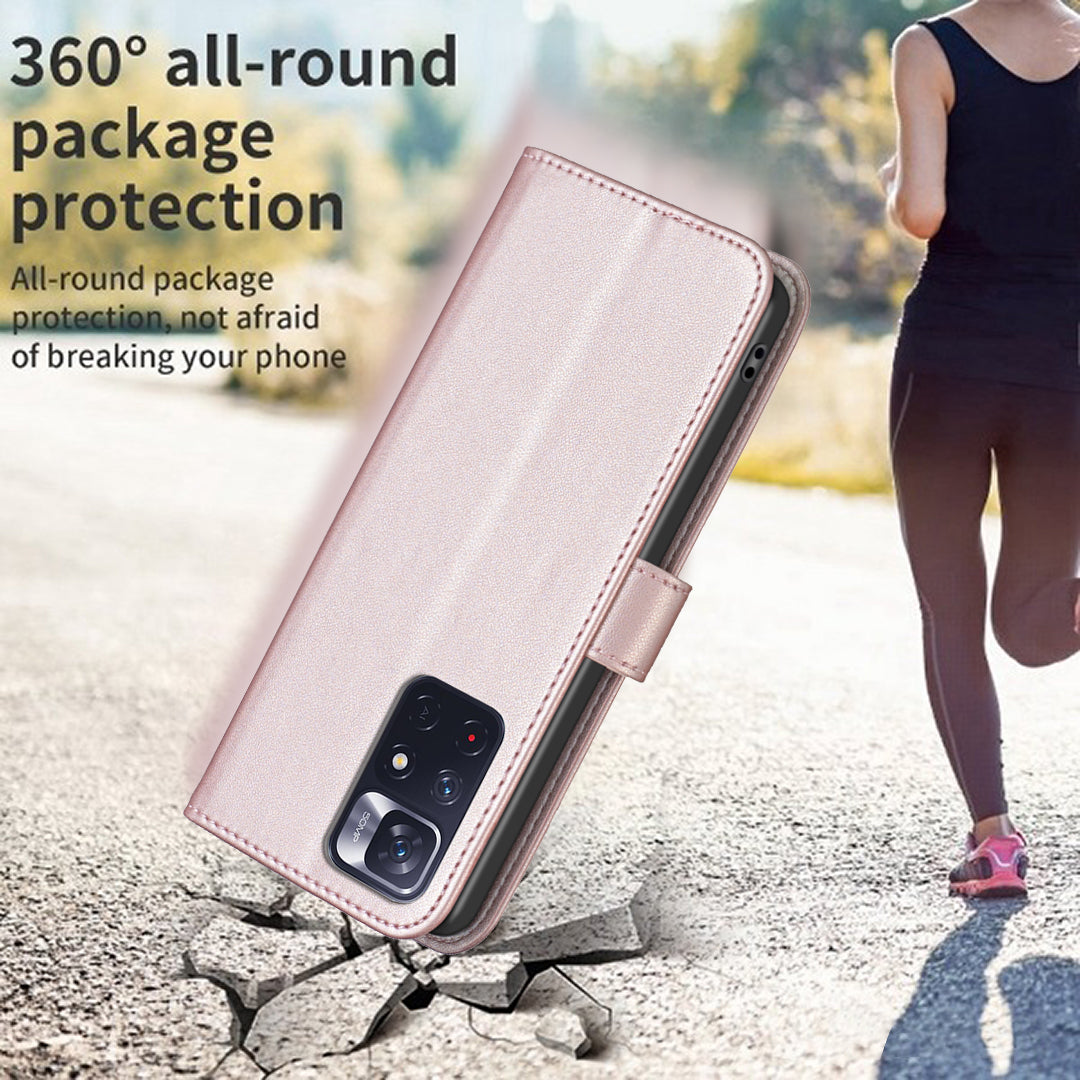 BINFEN COLOR BF17 Phone Case for Xiaomi Redmi Note 11 4G (Qualcomm) / Note 11S 4G PU Leather Stand Wallet Cover