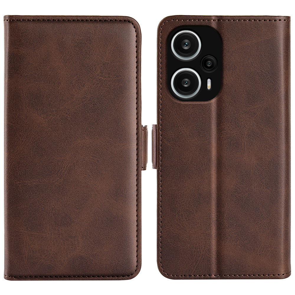 For Xiaomi Redmi Note 12 Turbo / Poco F5 5G Wallet Flip Phone Cover Calf Texture PU Leather Stand Folio Case