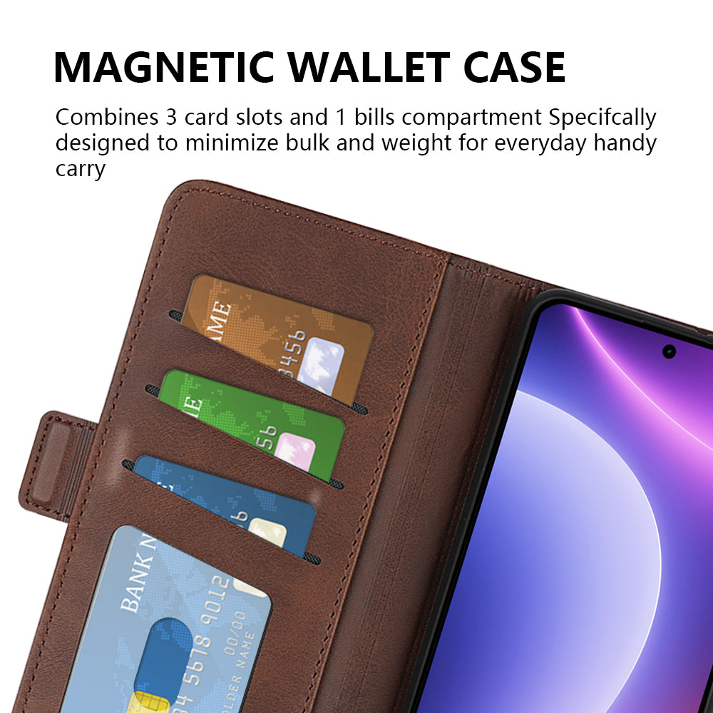 For Xiaomi Redmi Note 12 Turbo / Poco F5 5G Wallet Flip Phone Cover Calf Texture PU Leather Stand Folio Case