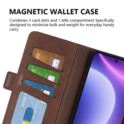 For Xiaomi Redmi Note 12 Turbo / Poco F5 5G Wallet Flip Phone Cover Calf Texture PU Leather Stand Folio Case