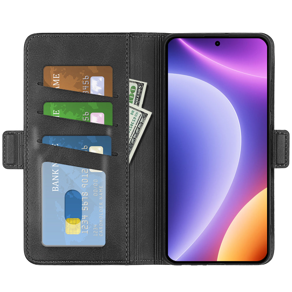 For Xiaomi Redmi Note 12 Turbo / Poco F5 5G Wallet Flip Phone Cover Calf Texture PU Leather Stand Folio Case