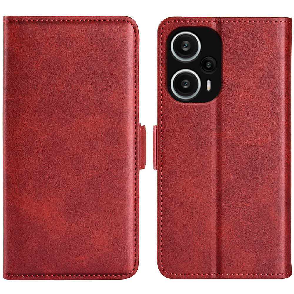 For Xiaomi Redmi Note 12 Turbo / Poco F5 5G Wallet Flip Phone Cover Calf Texture PU Leather Stand Folio Case