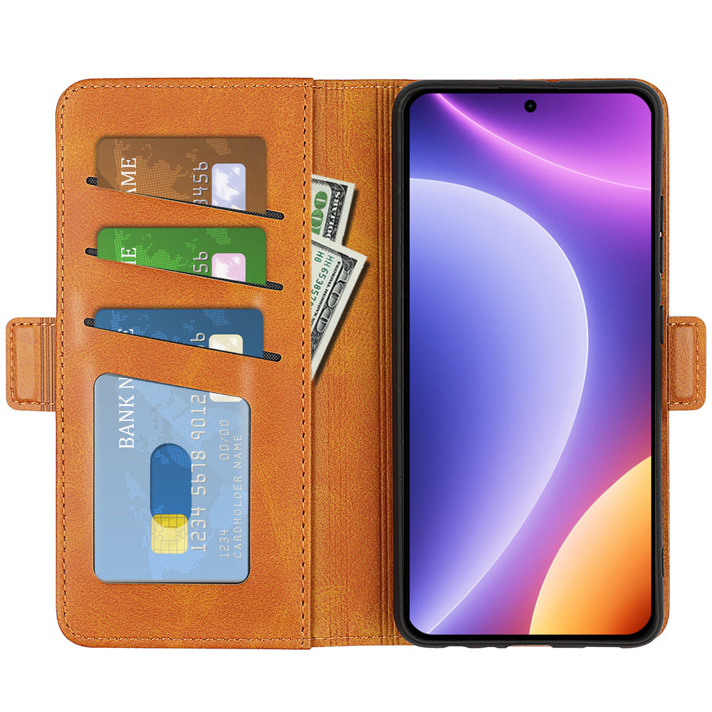 For Xiaomi Redmi Note 12 Turbo / Poco F5 5G Wallet Flip Phone Cover Calf Texture PU Leather Stand Folio Case