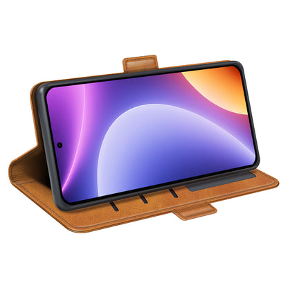 For Xiaomi Redmi Note 12 Turbo / Poco F5 5G Wallet Flip Phone Cover Calf Texture PU Leather Stand Folio Case