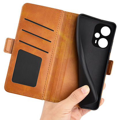 For Xiaomi Redmi Note 12 Turbo / Poco F5 5G Wallet Flip Phone Cover Calf Texture PU Leather Stand Folio Case