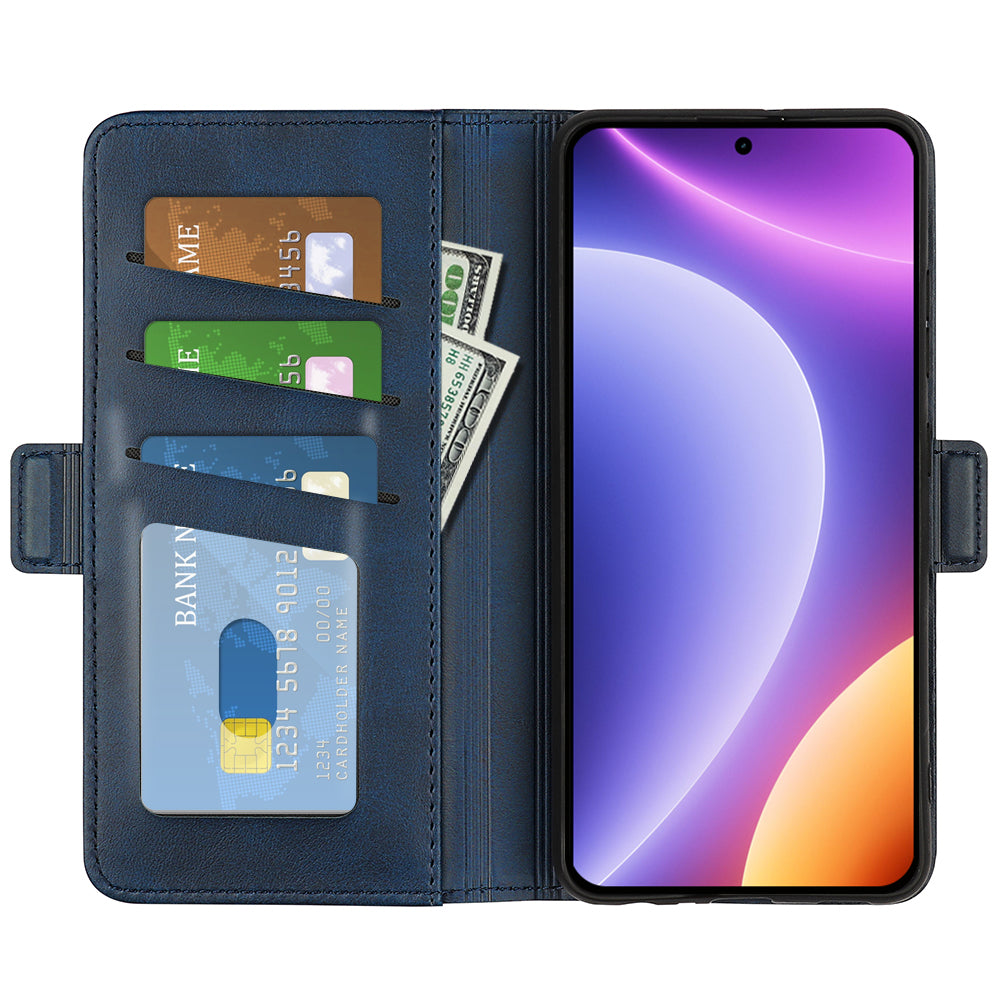 For Xiaomi Redmi Note 12 Turbo / Poco F5 5G Wallet Flip Phone Cover Calf Texture PU Leather Stand Folio Case